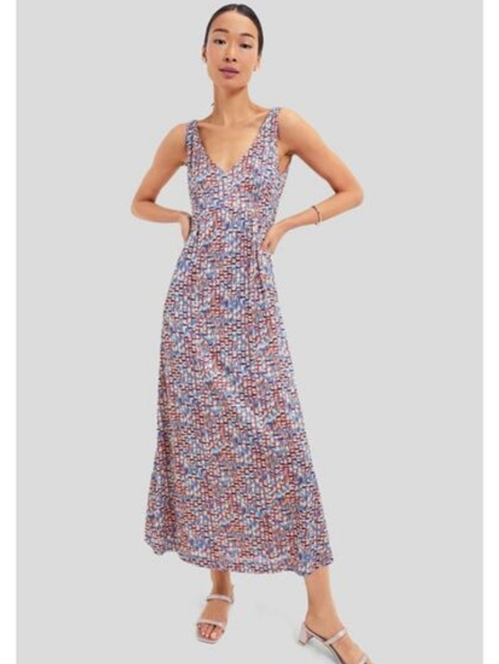Tuckernuck Mosaic Natasha Maxi Sleeveless Shimmer Vneck Dress Women's Small NWT